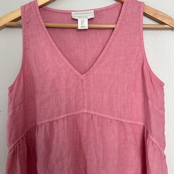 Cynthia Rowley linen Pink Sleeveless Ruffle Hem tiered Dress small - Picture 3 of 6